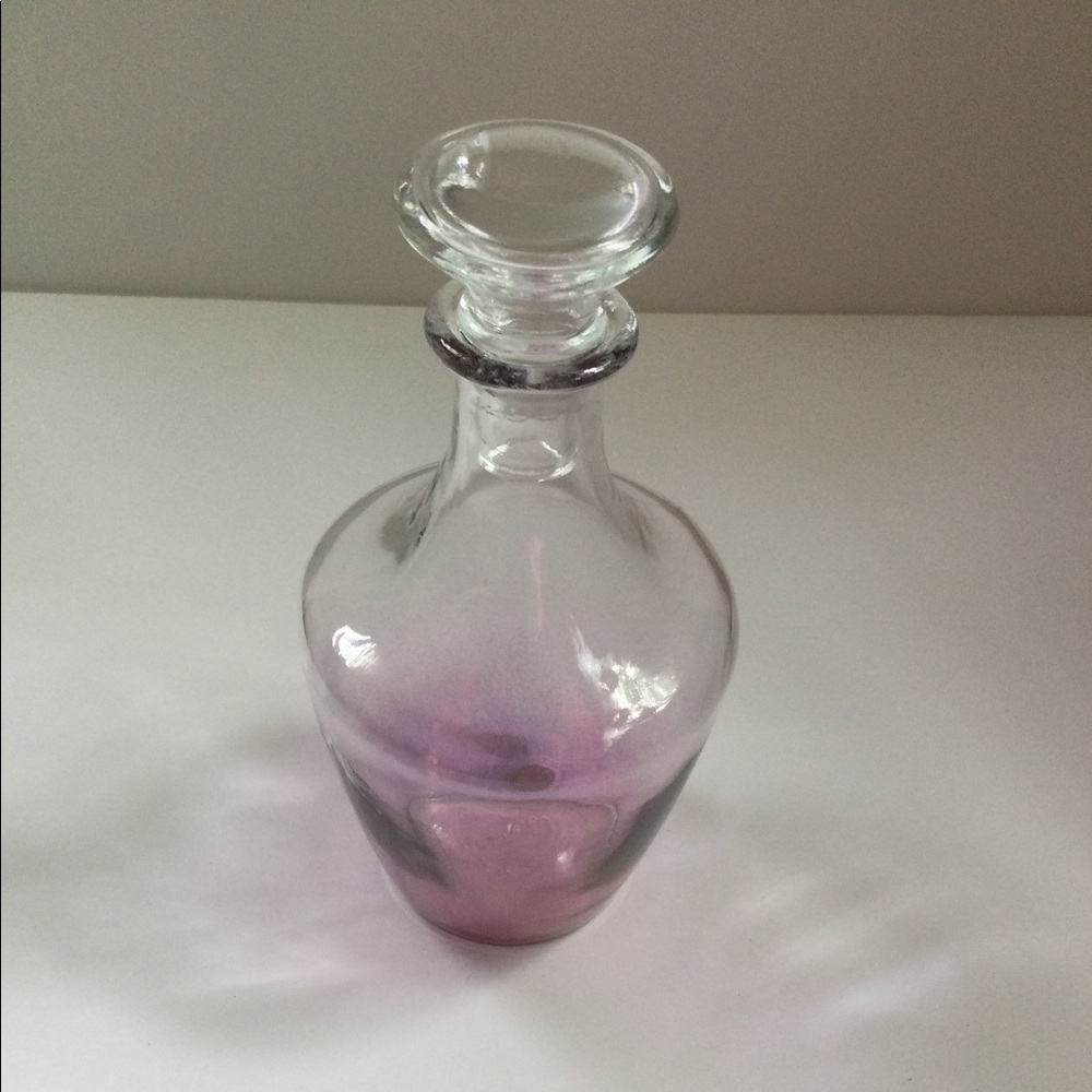 VTG Glass Decanter with Stopper France Faded Rose